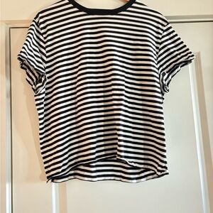 Everlane Black and White Striped Short Sleeve Tee